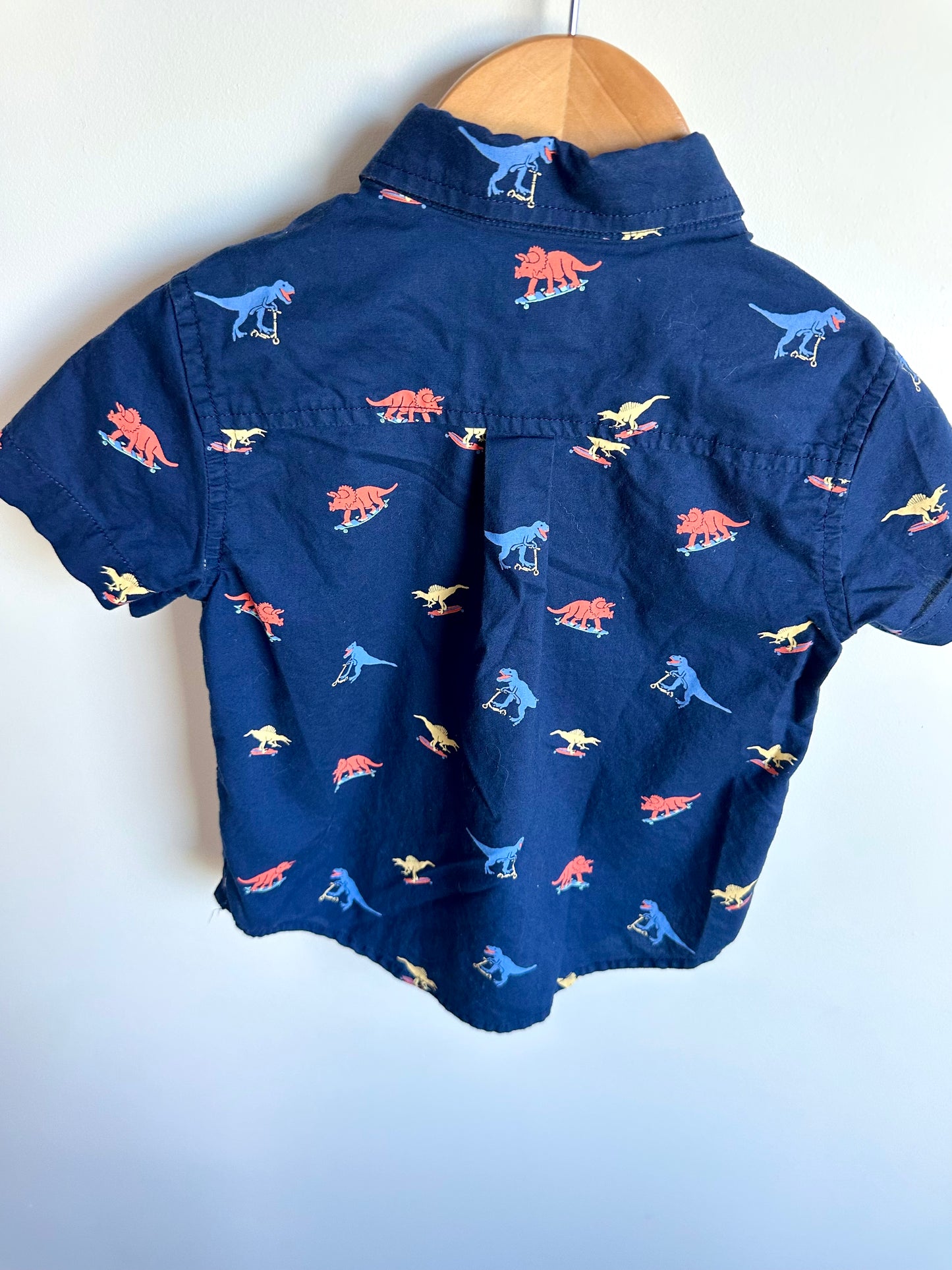 Dino Boarding Collared Button Up T-Shirt / 18-24m