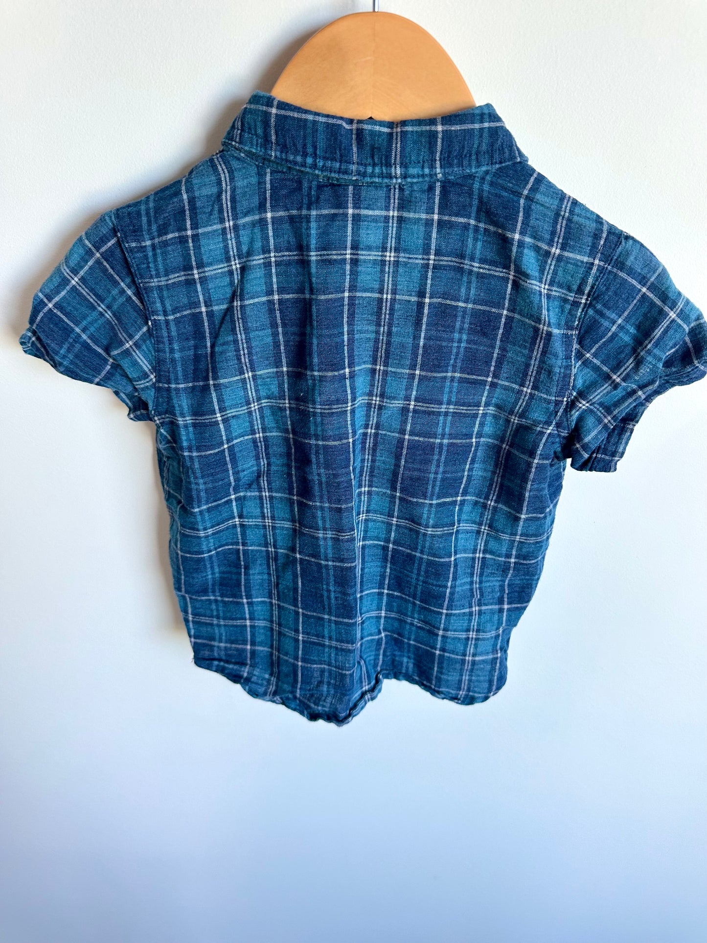 Plaid Blue Button Up T-Shirt / 18-24m