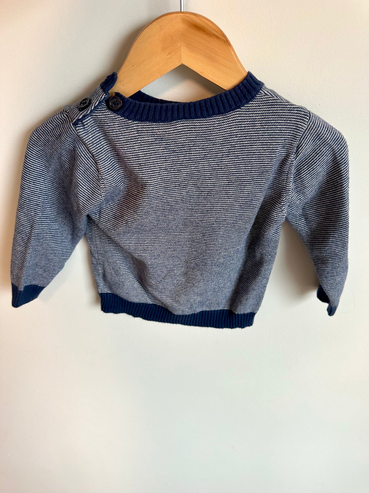 Blue Knit Striped Pocket Sweater / 12m