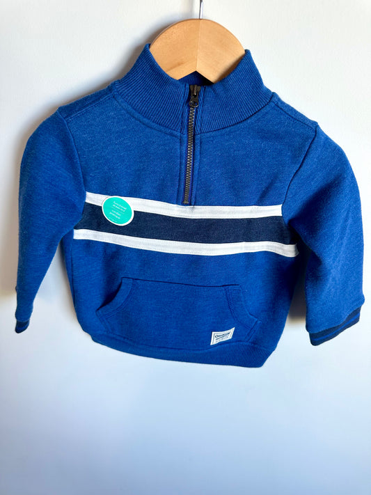 Half Zip Blue Sweater with Stripes (With Tags) / 12m