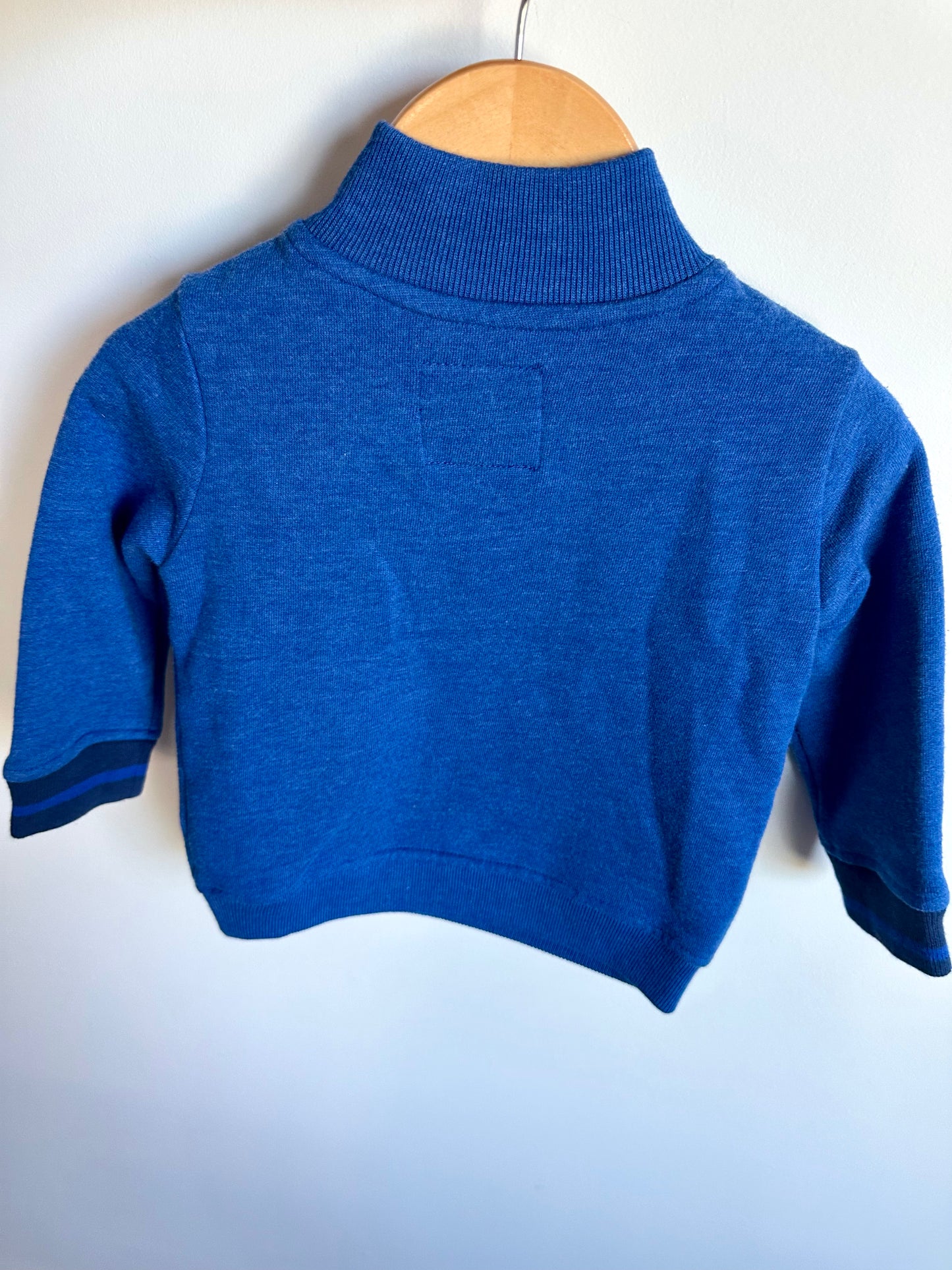 Half Zip Blue Sweater with Stripes (With Tags) / 12m