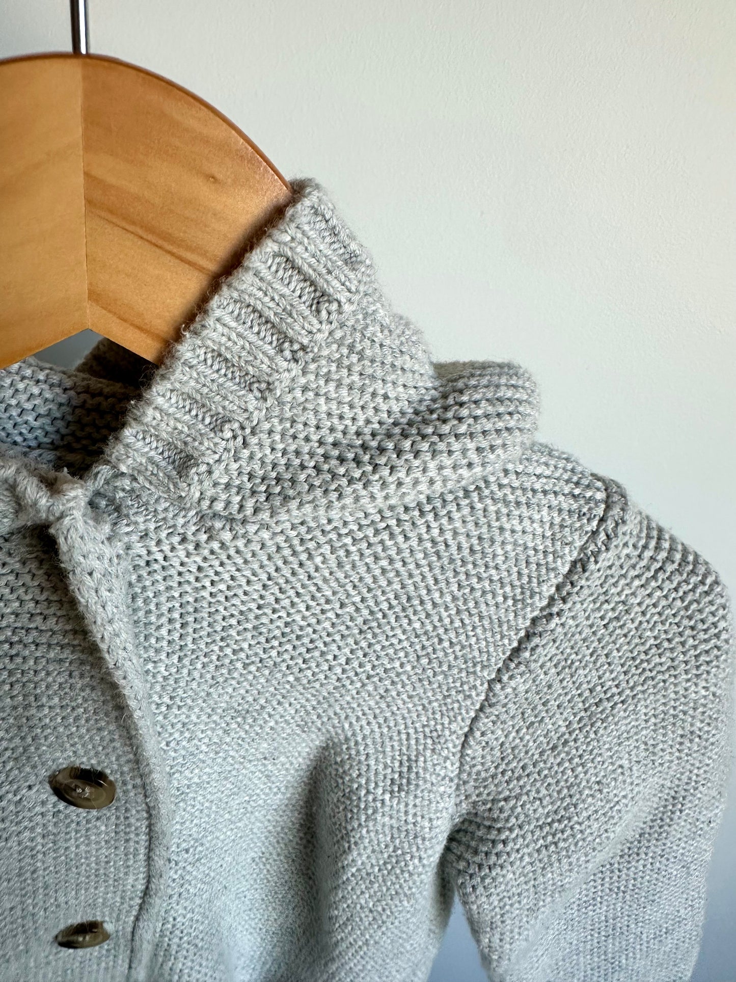 Grey Knit Hood Sweater / 18-24m