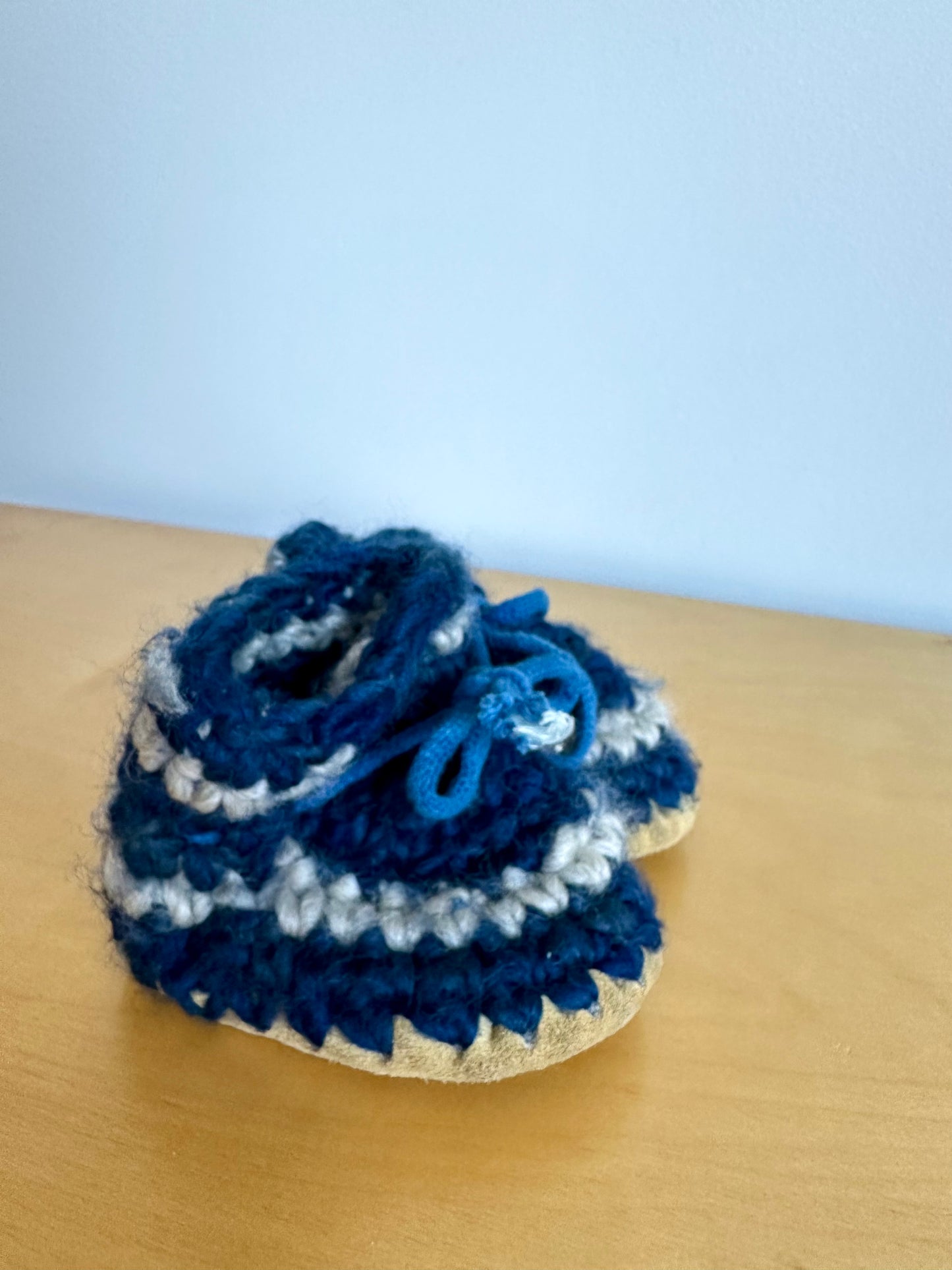 Blue Handmade Slippers / Size 4 Infant?