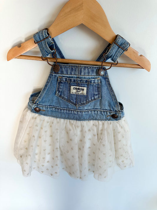OshKosh White Tulle Heart Overall Dress / 9m