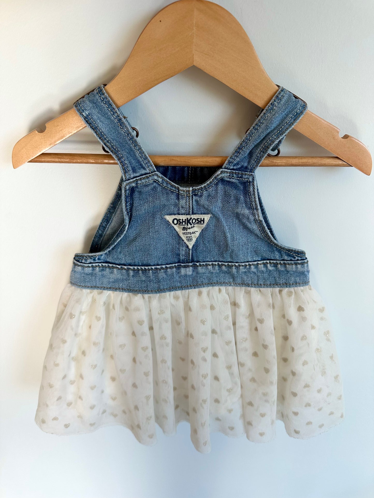OshKosh White Tulle Heart Overall Dress / 9m