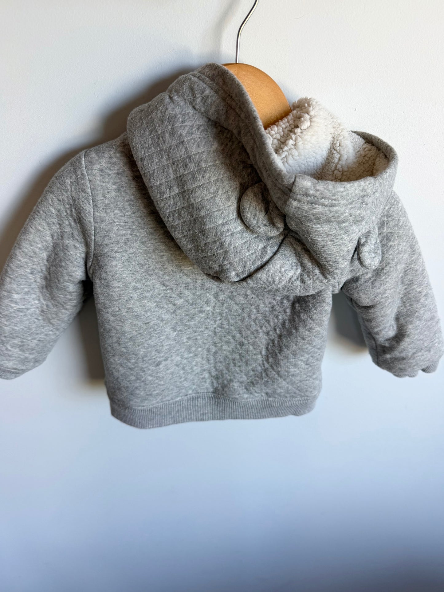 Thick Grey Quilted Zip Hoodie / 18m