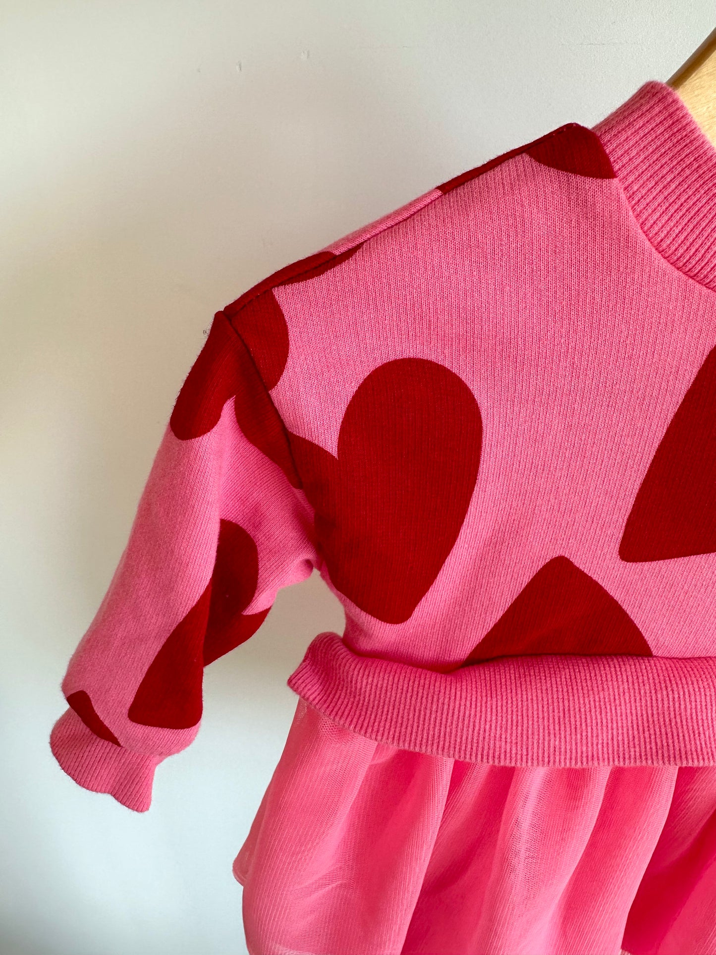 Pink Hearts Sweater Dress with Tulle / 12m