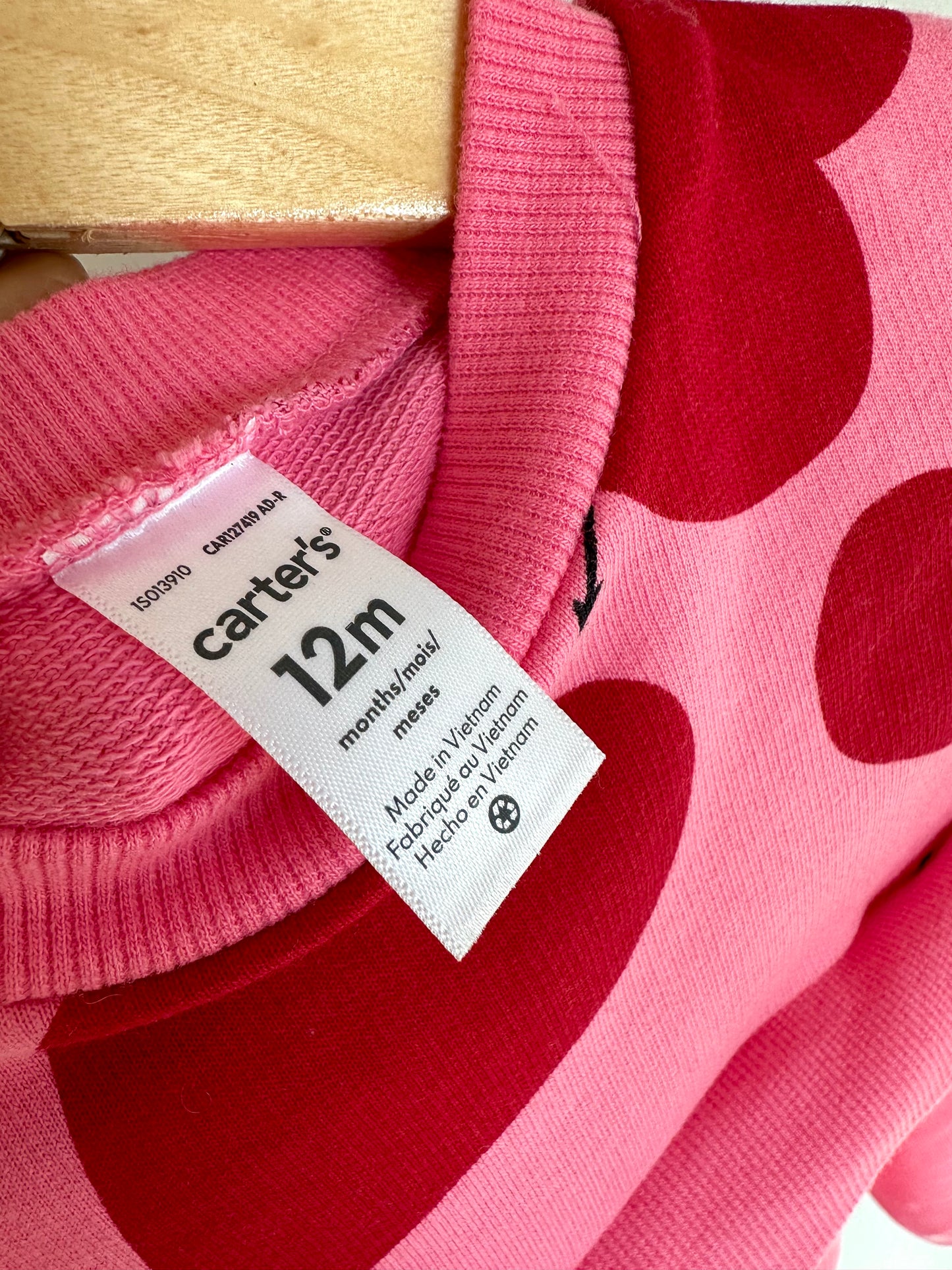 Pink Hearts Sweater Dress with Tulle / 12m