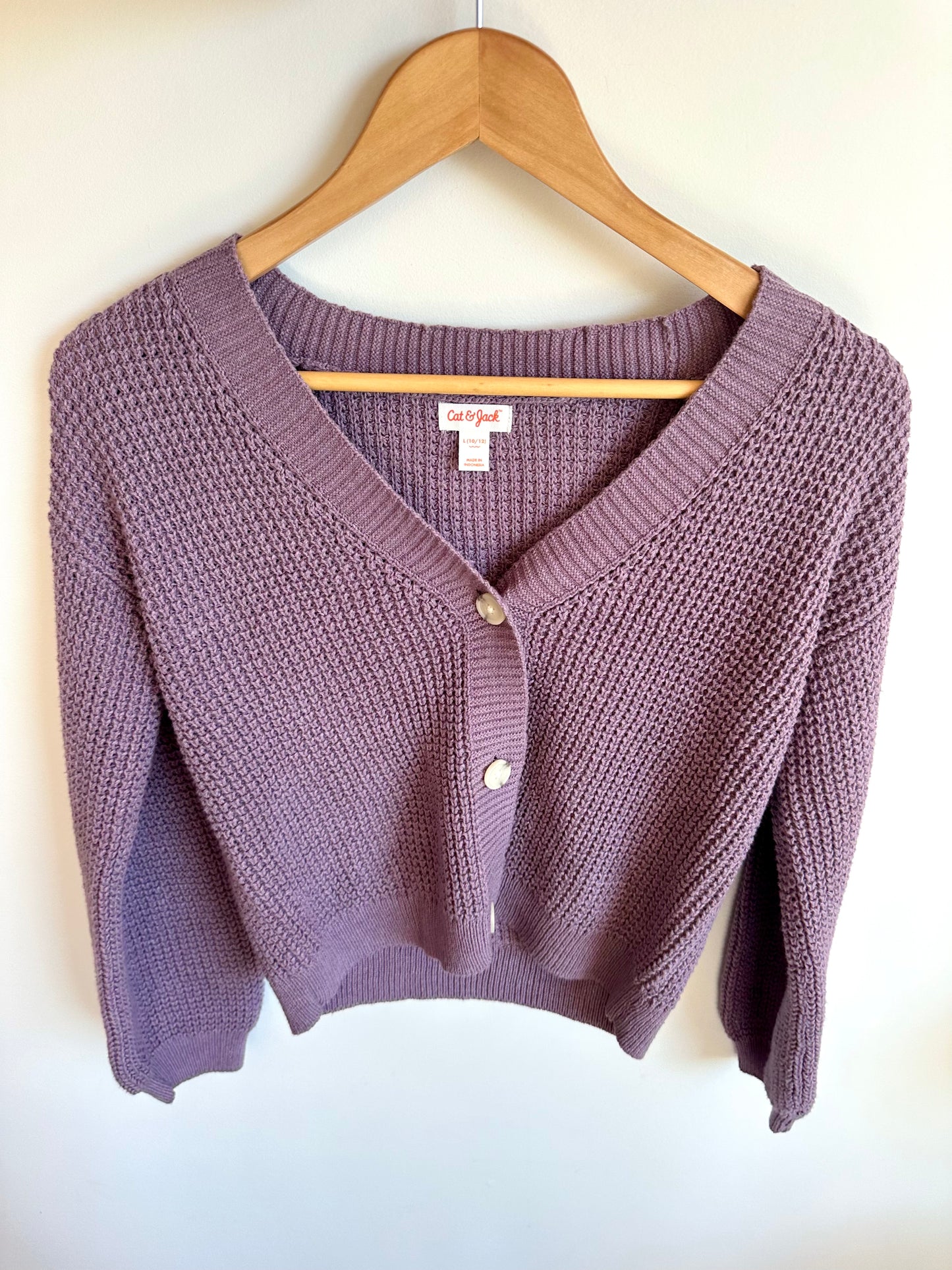 Cat & Jack Plum Knit Cardigan / 10-12 years