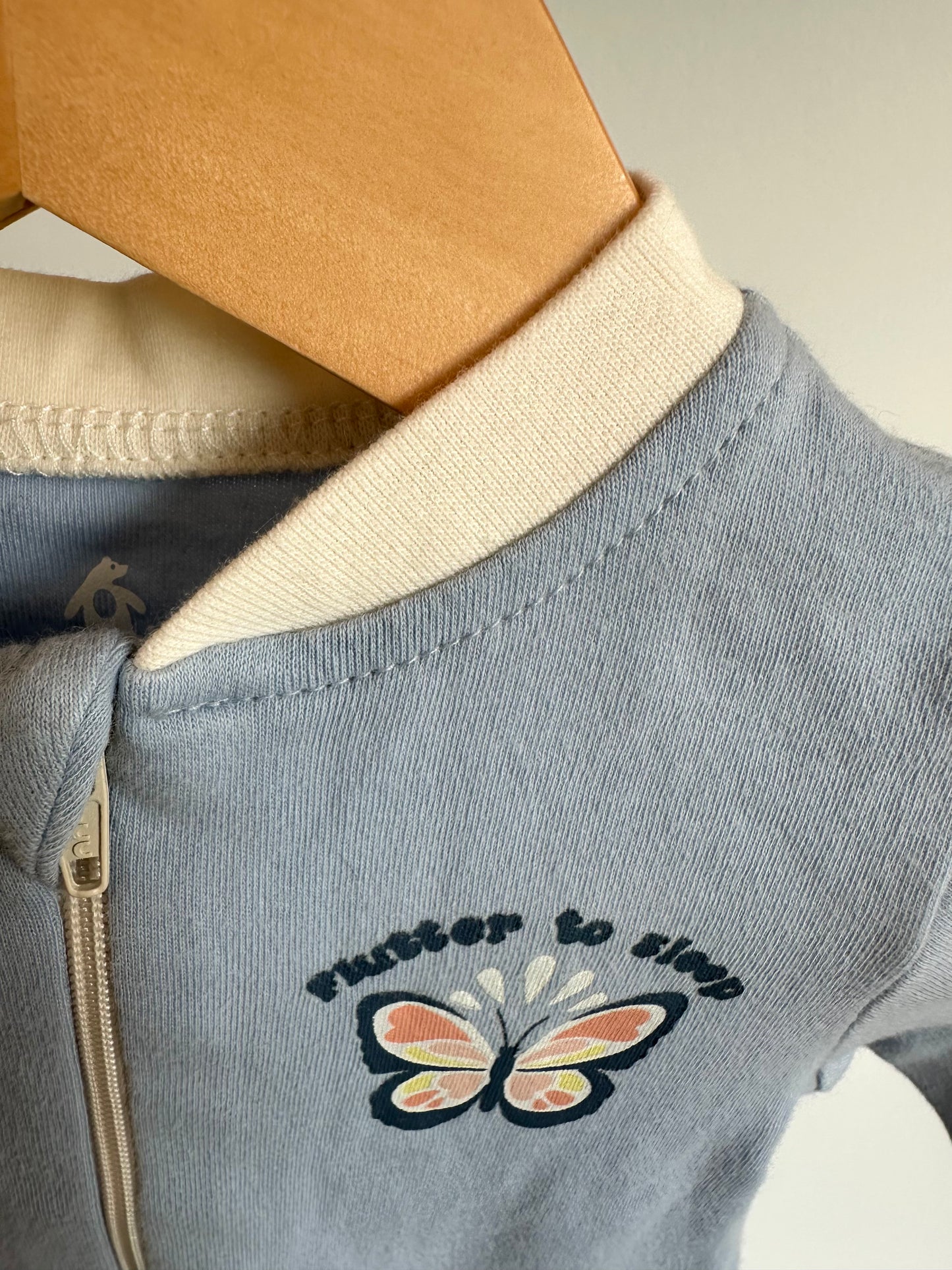 Blue Butterfly Zip Sleeper / 3-6m
