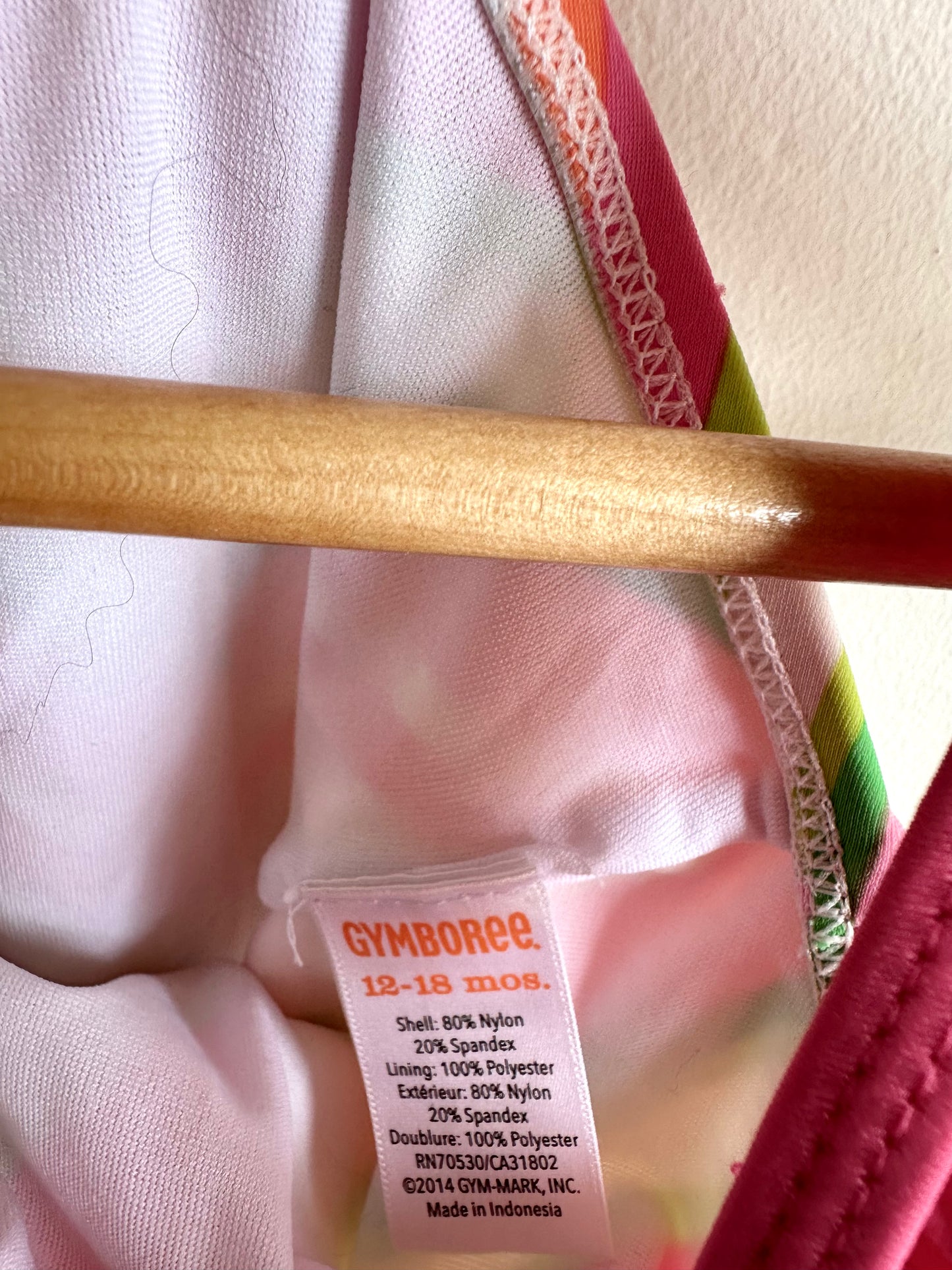 Gymboree Pink Striped Swim Suit / 12-18m