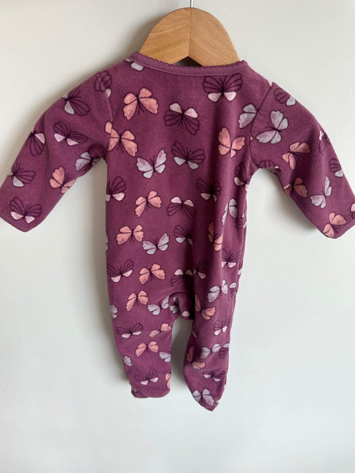 Fleece Plum Butterfly Sleeper / 3-6m