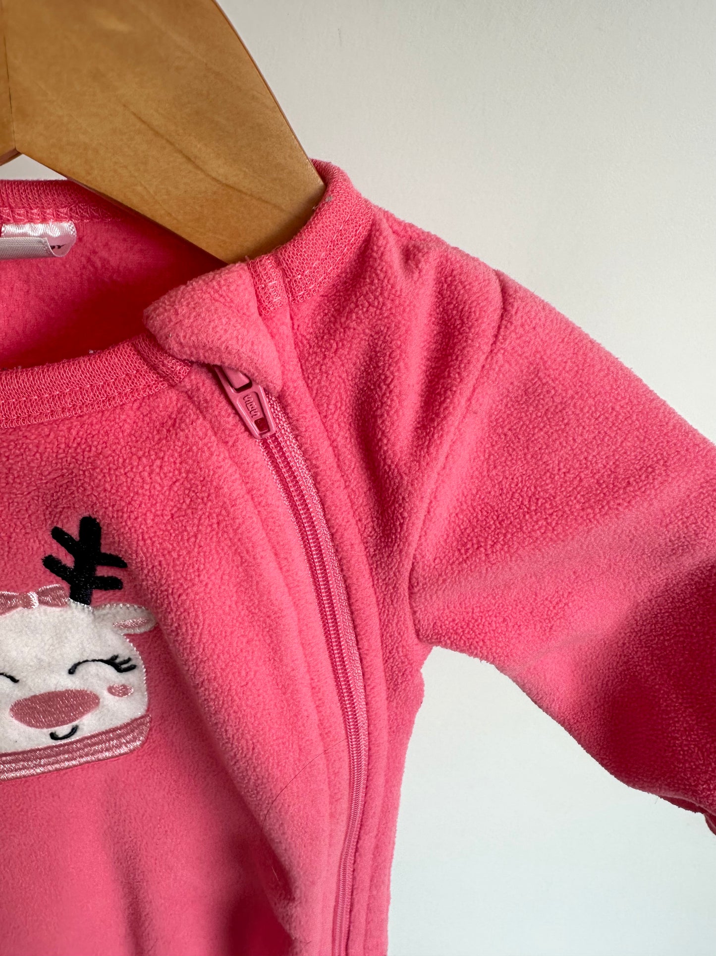 Pink Reindeer Fleece Sleeper / 6m