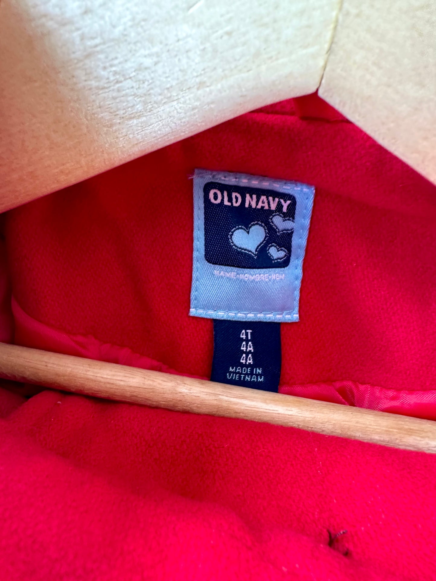 Red Button Up Hooded Coat / 4T