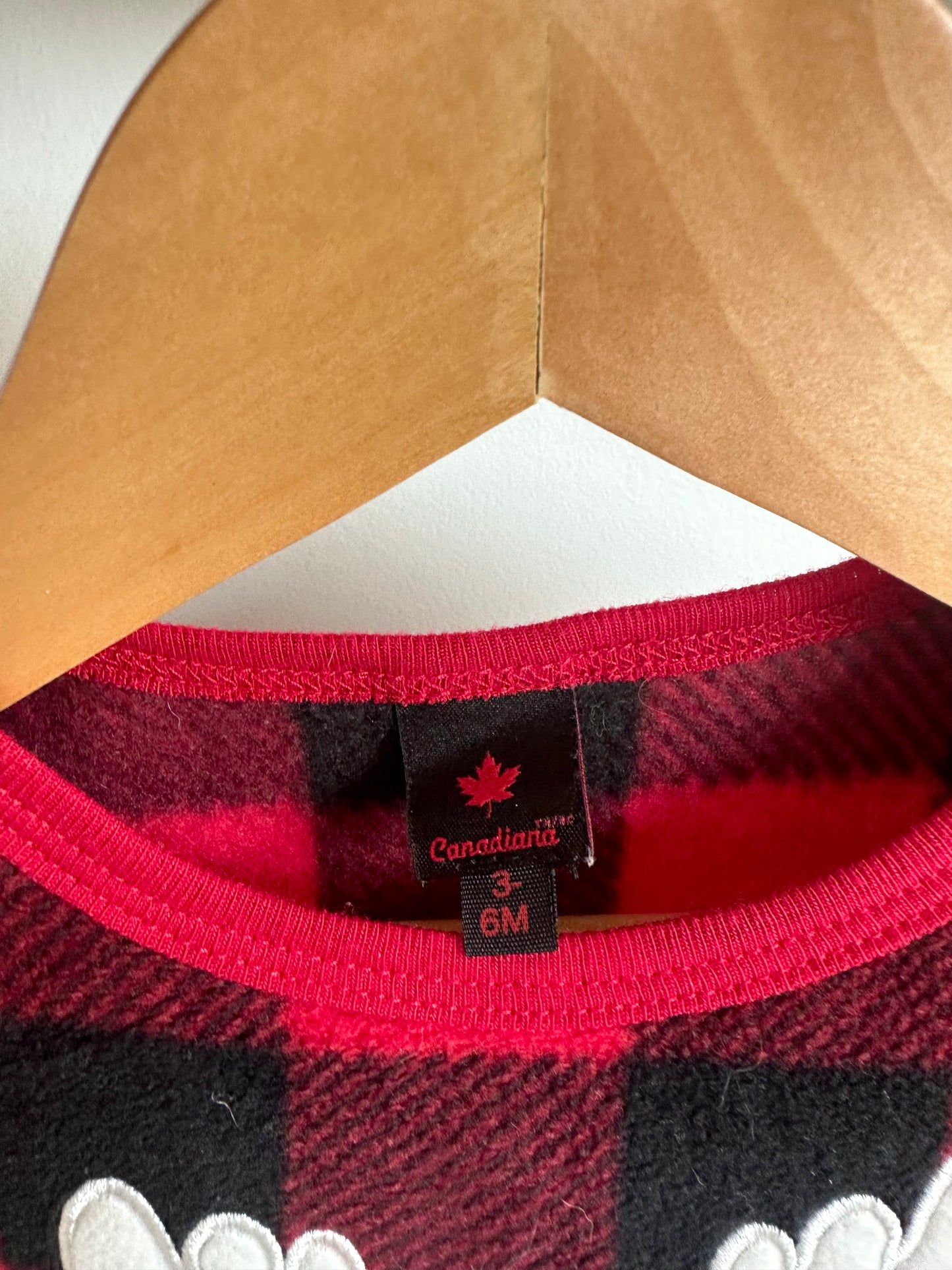 Fleece Buffalo Plaid Moose Sleeper + Toque Set / 3-6m