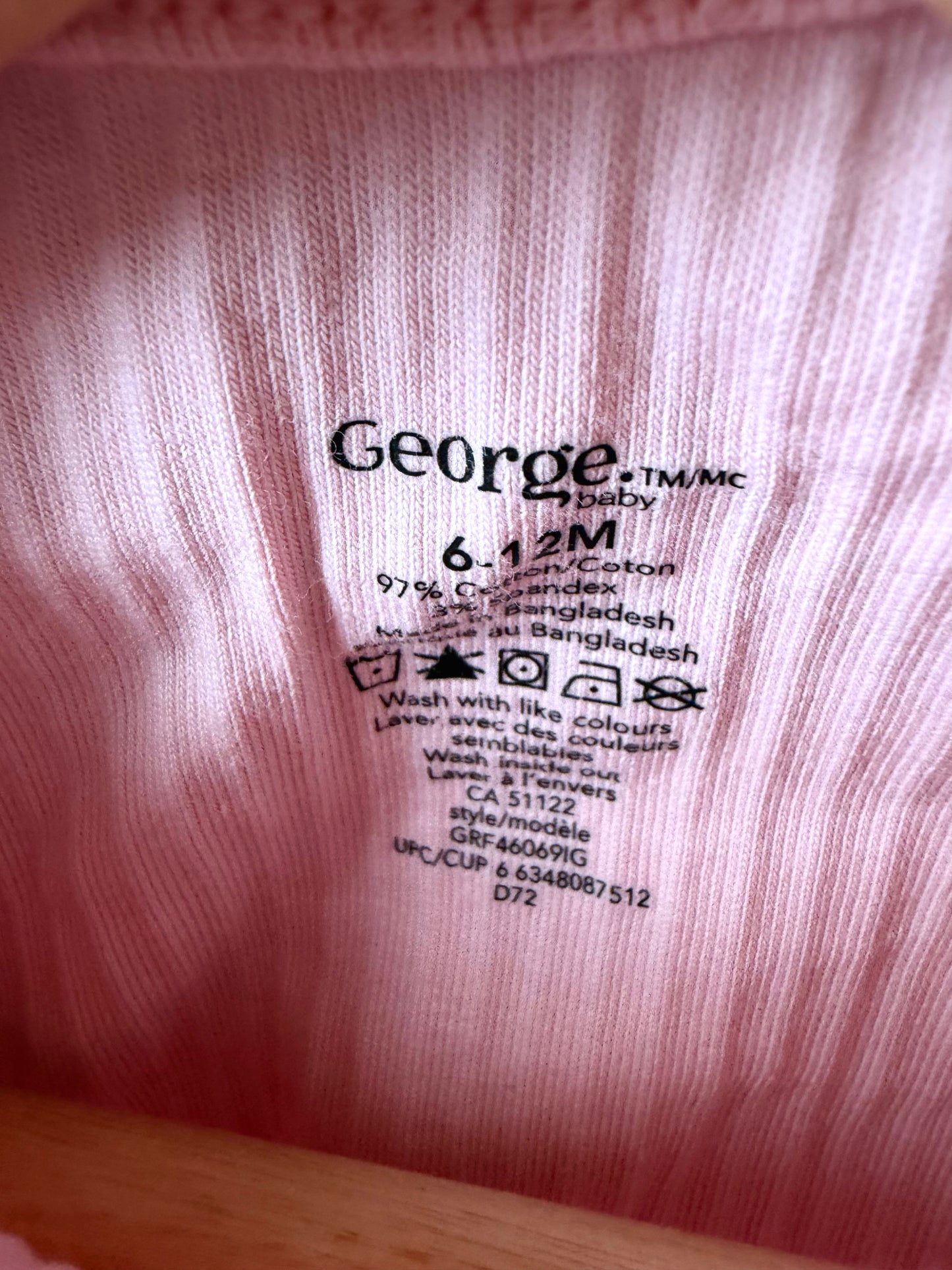 Pink Ribbed Long Sleeve Top / 6-12m