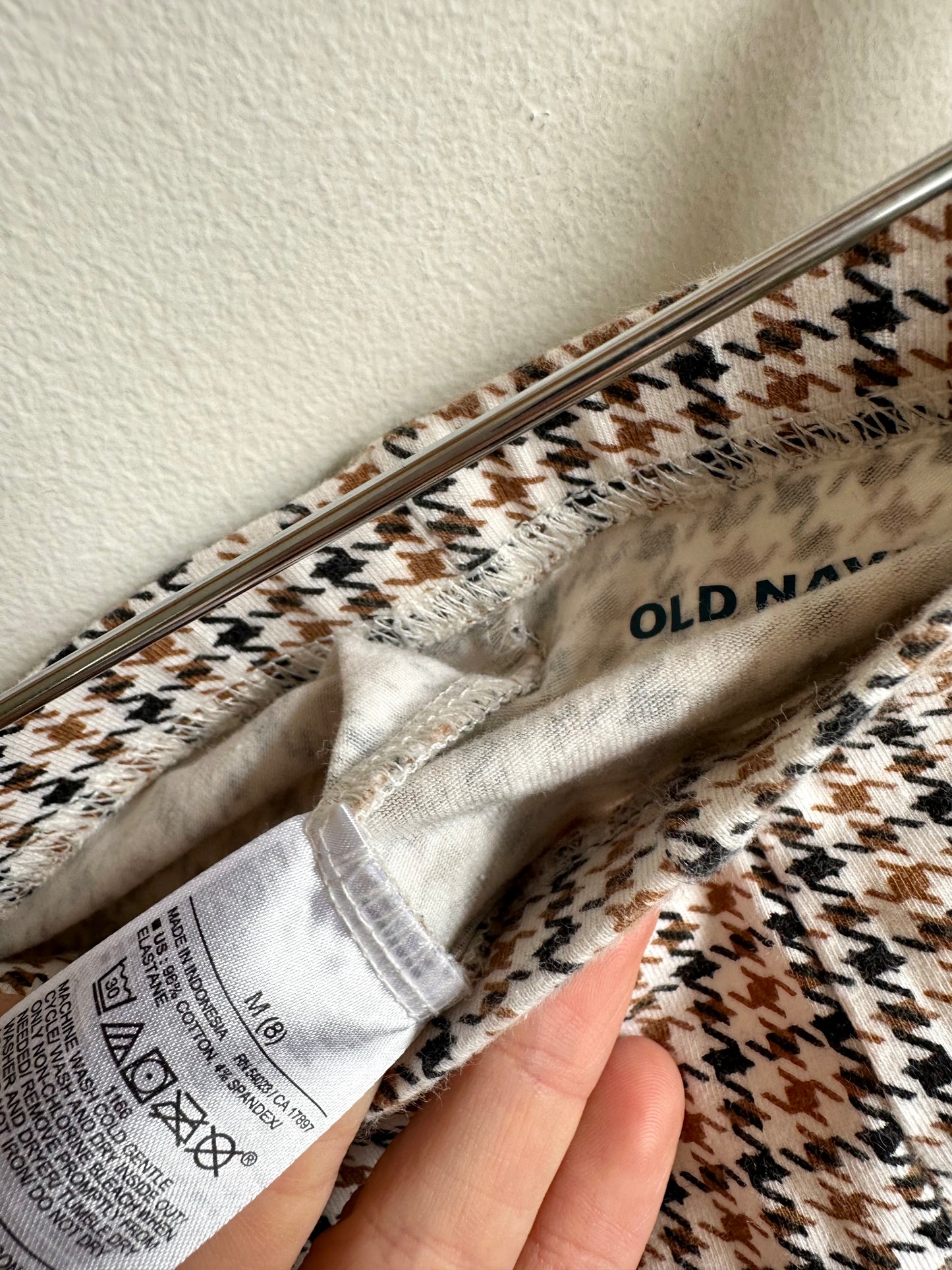 Tan + Black Patterned Flared Pants / 8 years