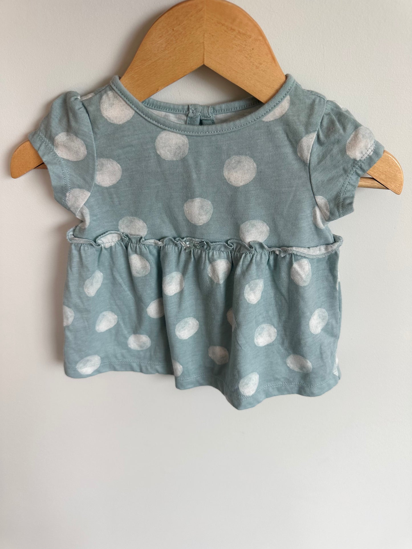 Blue Polka Dot Top / 3-6m