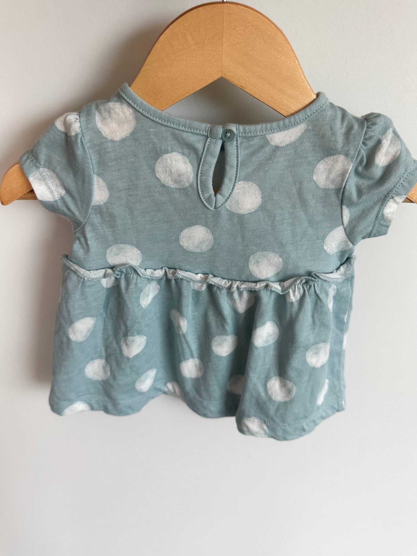 Blue Polka Dot Top / 3-6m