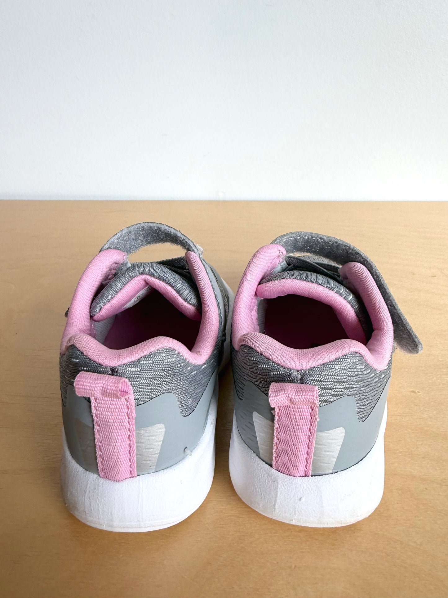 Grey with Pink Detail Velcro Shoes / Size 4 Toddler