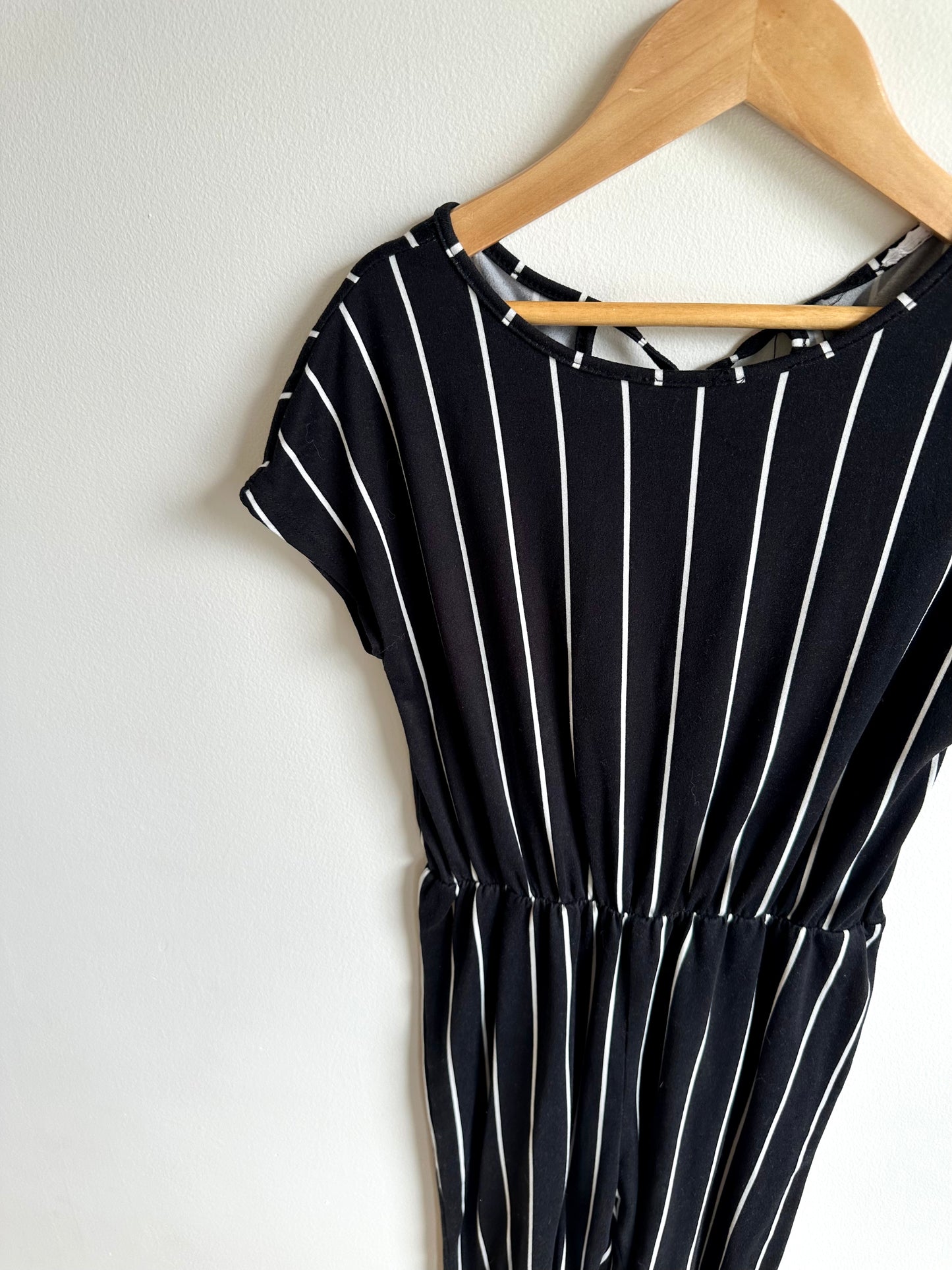 Black + White Striped Romper / 8years?