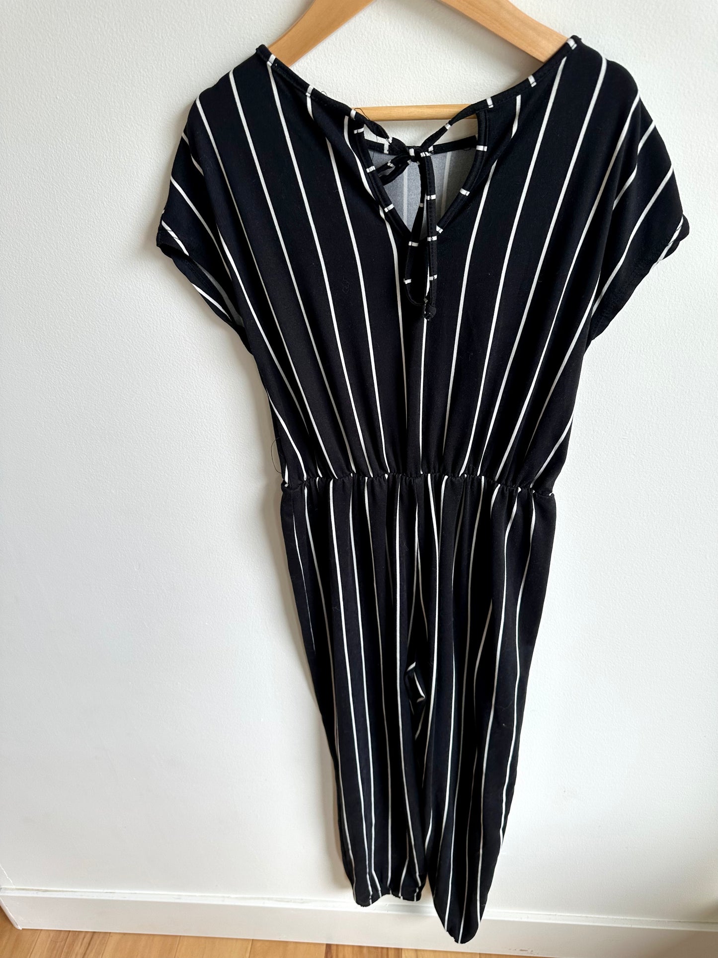 Black + White Striped Romper / 8years?