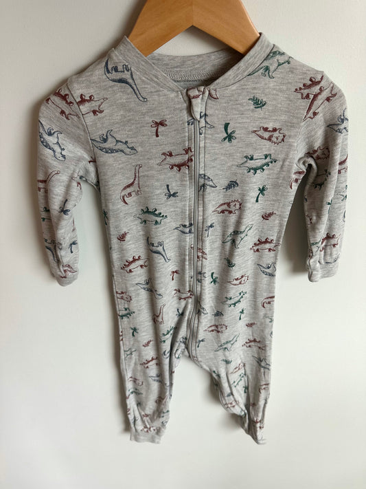 Grey Cotton Dino Footless Sleeper / 2T