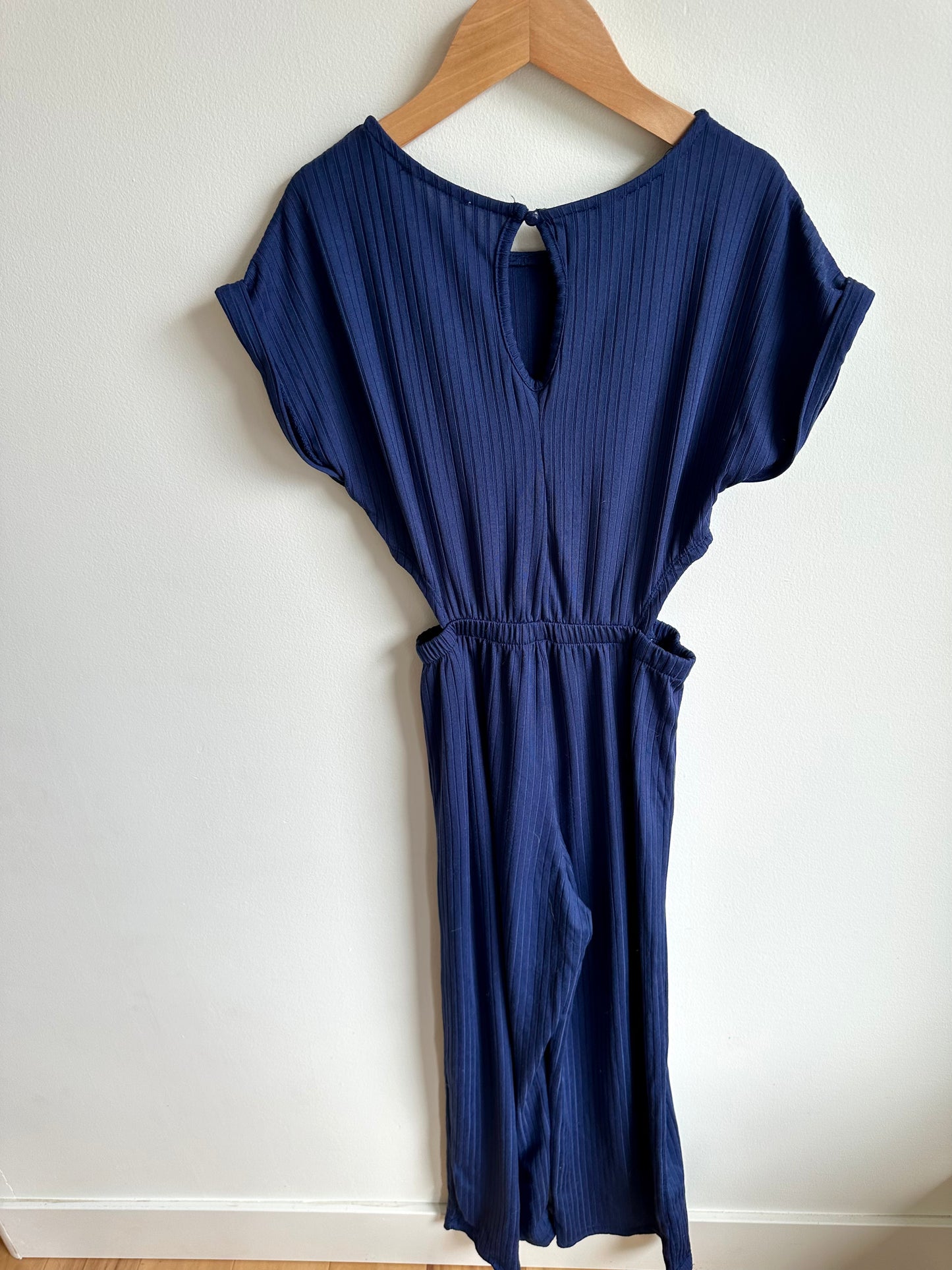 Navy Ribbed Wide Leg Romper / 8-10 years?