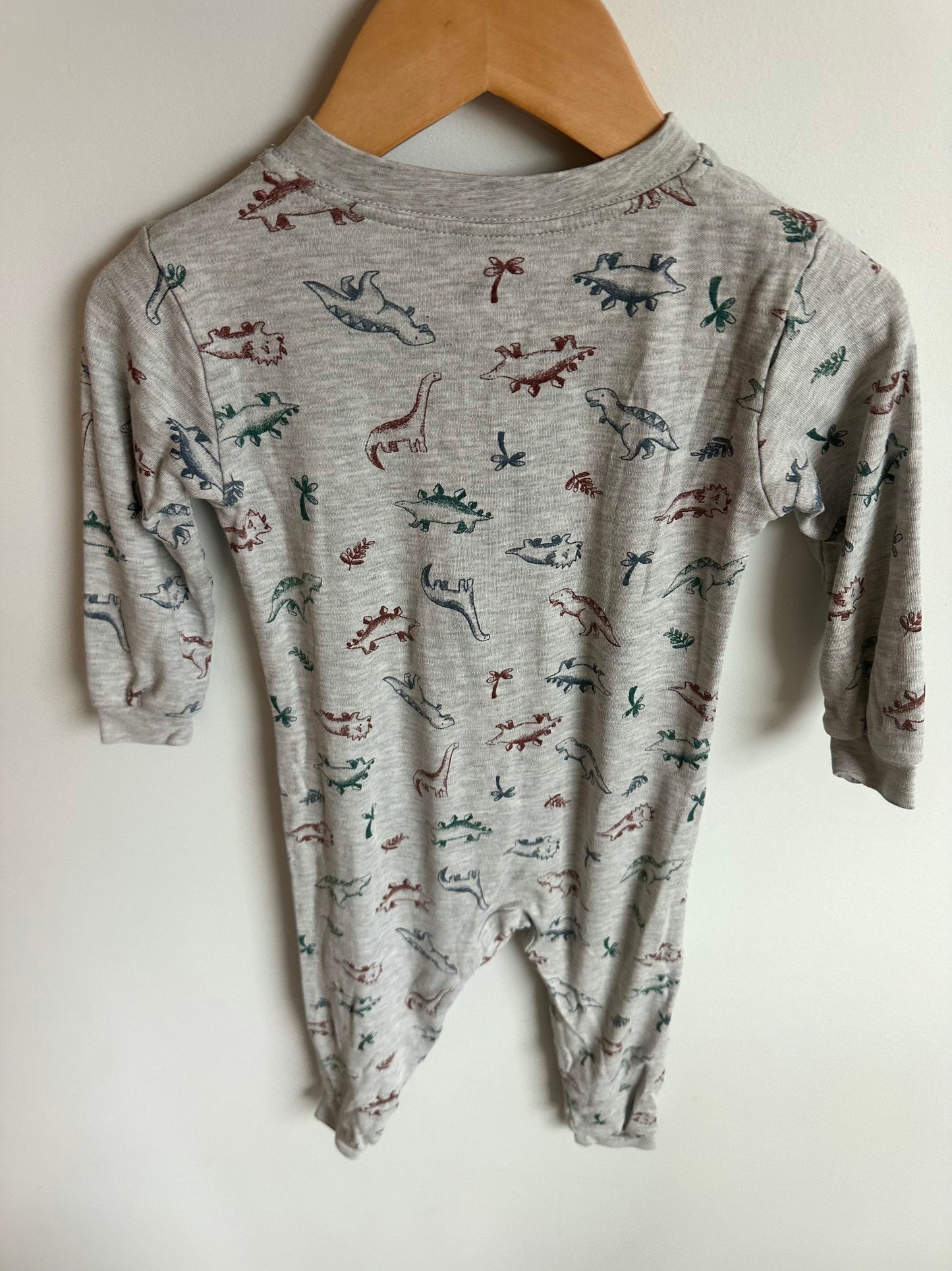 Grey Cotton Dino Footless Sleeper / 2T