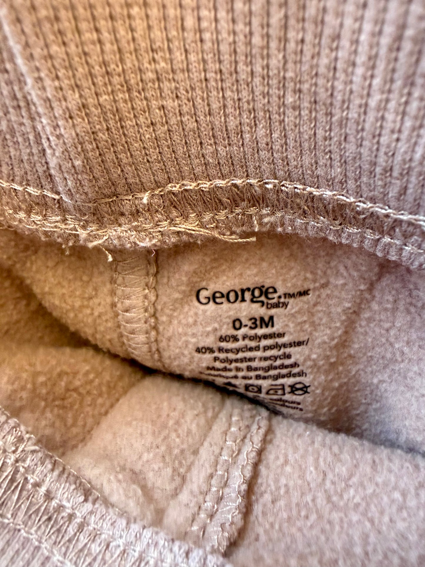 Tan Tapered Fleece Pants / 0-3m