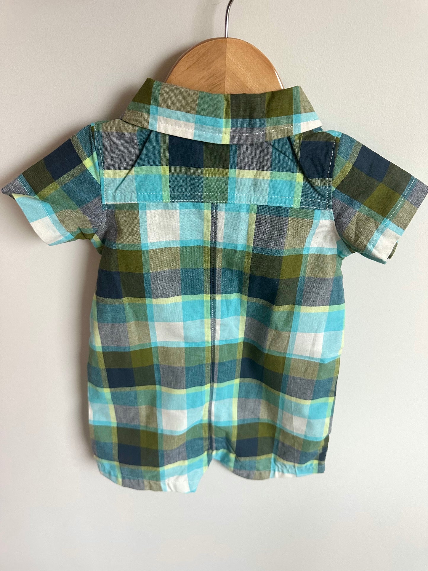 Checkered Collared Romper (With Tags) / 18m