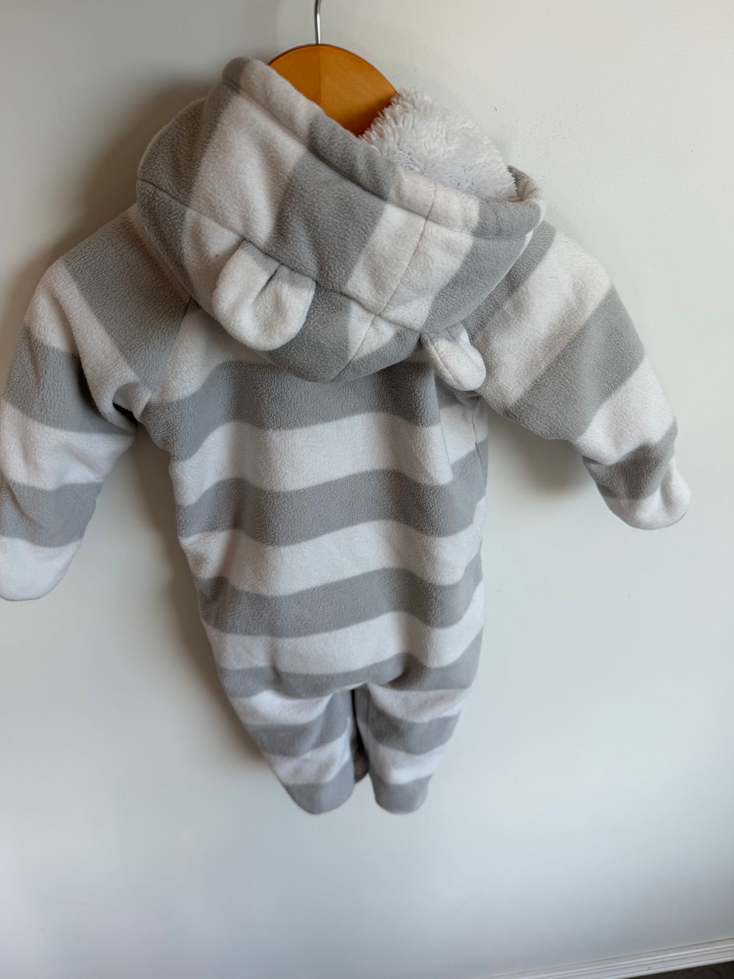 Striped Grey Bear Bunting Suit / 3-6m