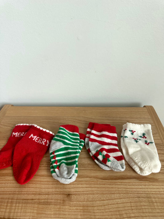 Set of Four Socks Festive Socks / 0-3m