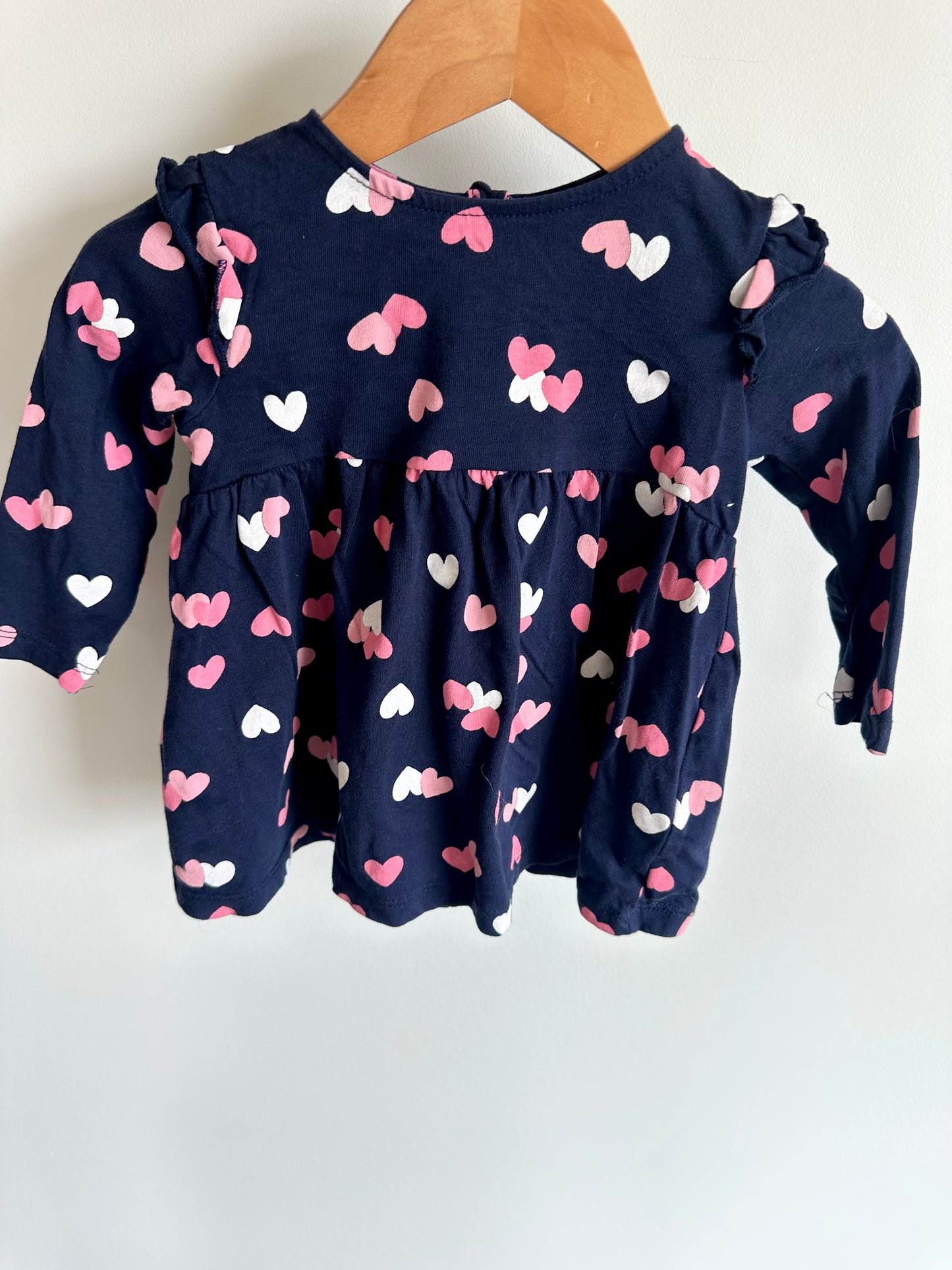 Navy Heart Dress / 6-12m