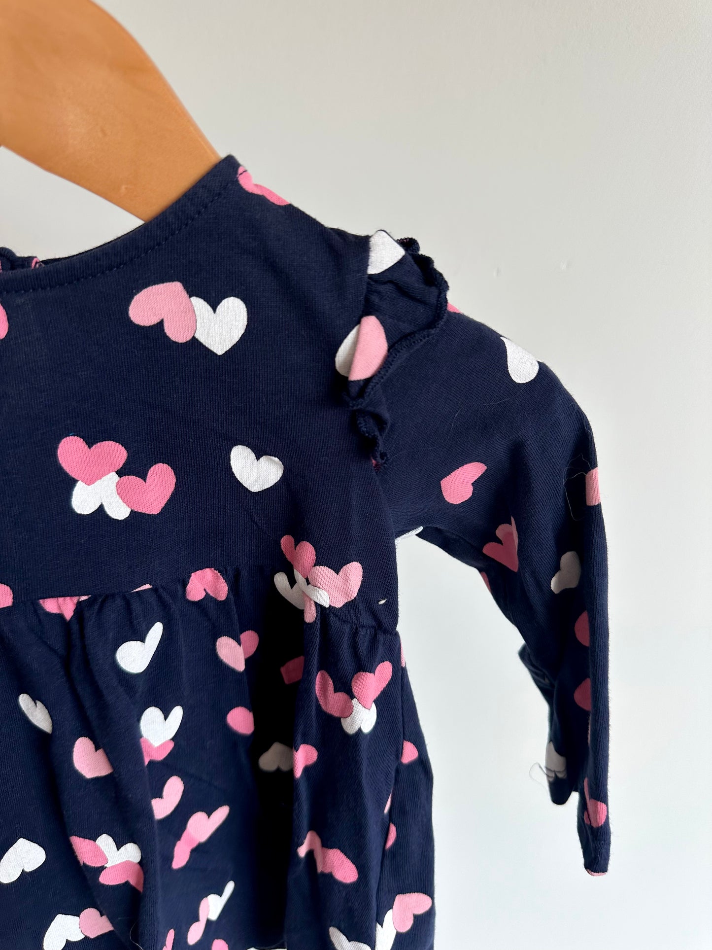 Navy Heart Dress / 6-12m