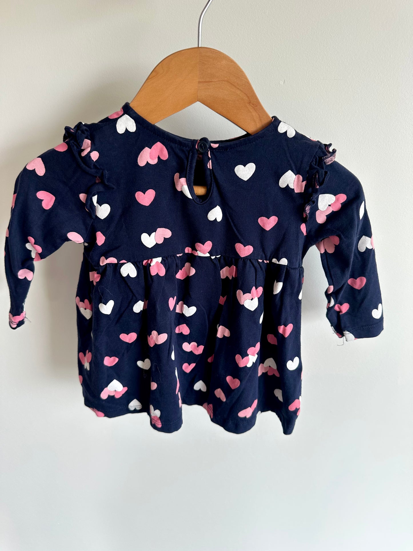 Navy Heart Dress / 6-12m