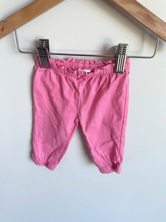 Newborn Bright Pink Tapered Pants with Bow / 0m