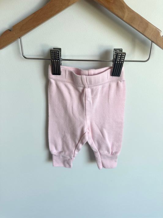 Newborn Soft Pink Tapered Pants with Cuff / 0m
