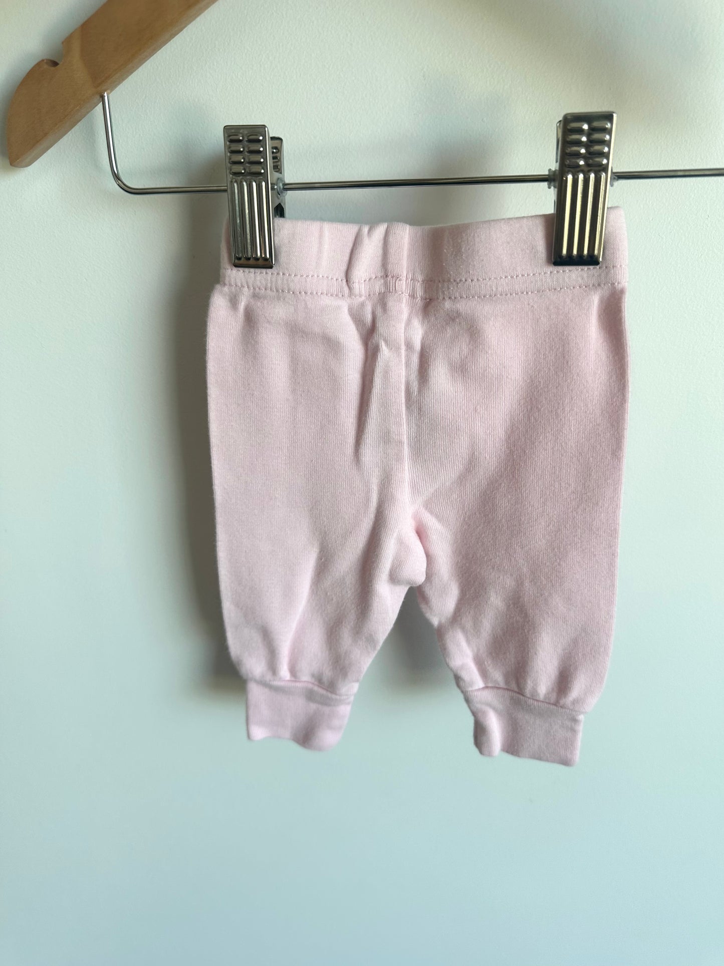 Newborn Soft Pink Tapered Pants with Cuff / 0m