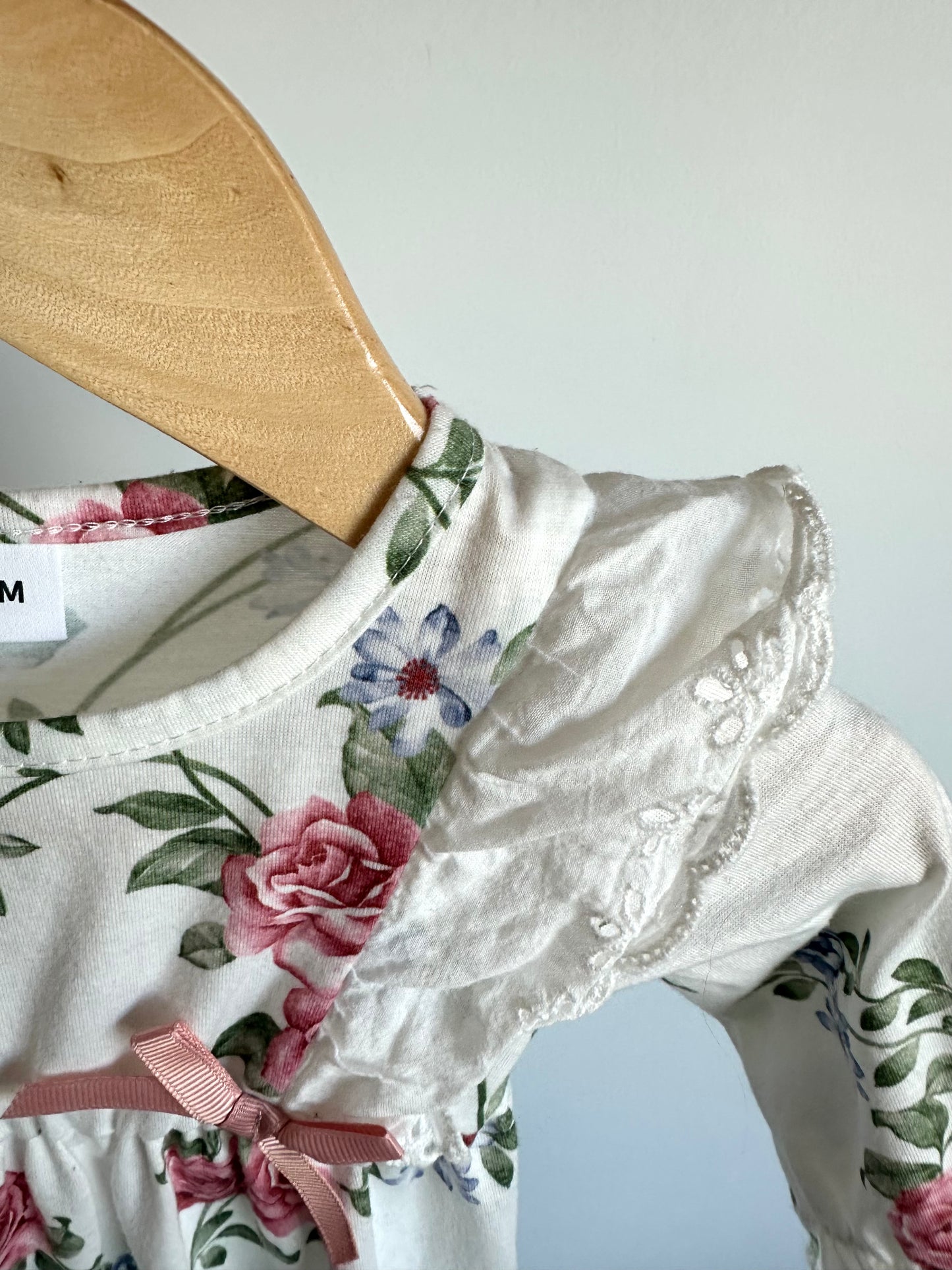 White Lace Floral Jumpsuit / 0-3m