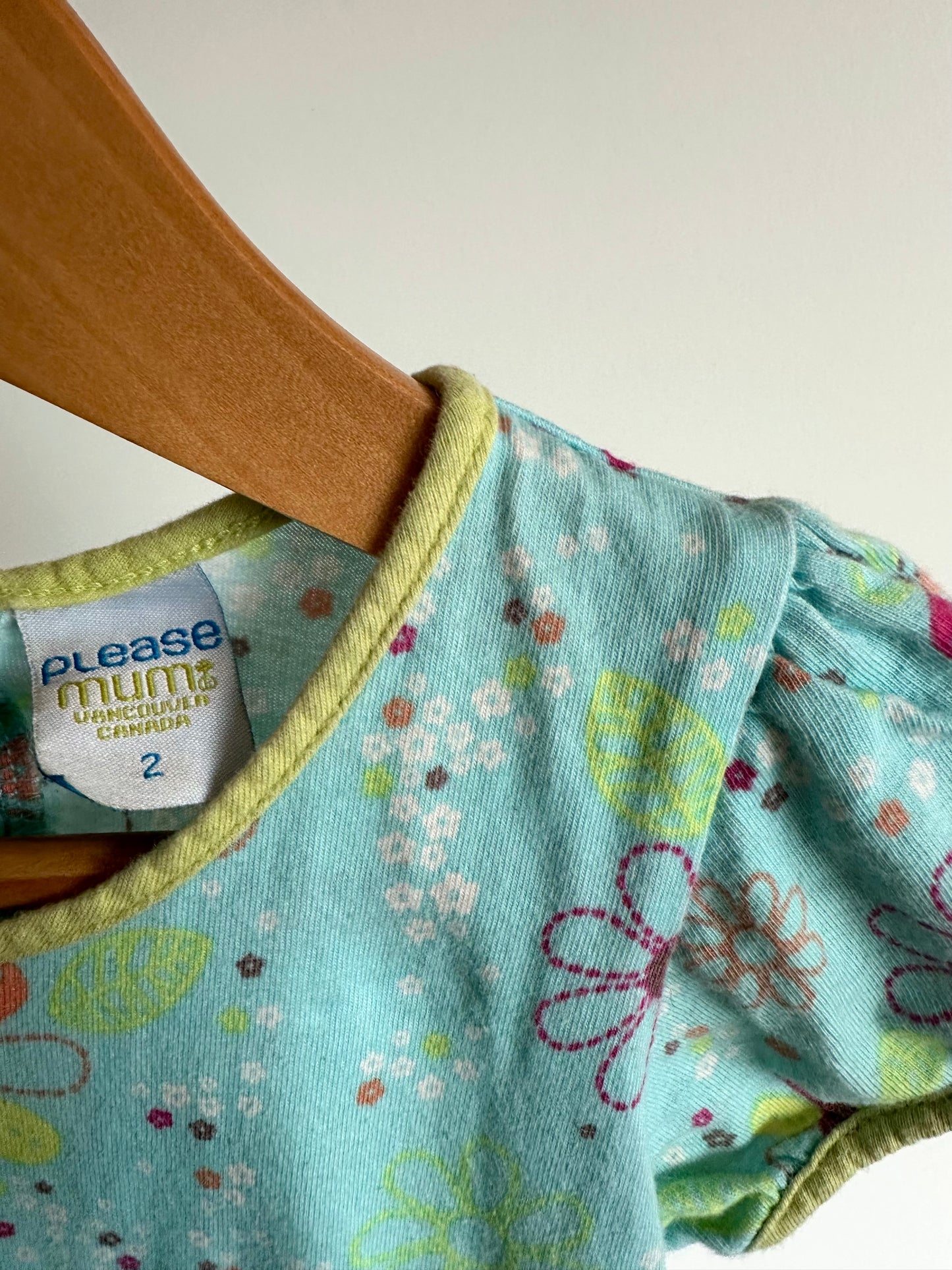 Blue Short Sleeve Floral Dress / 2T