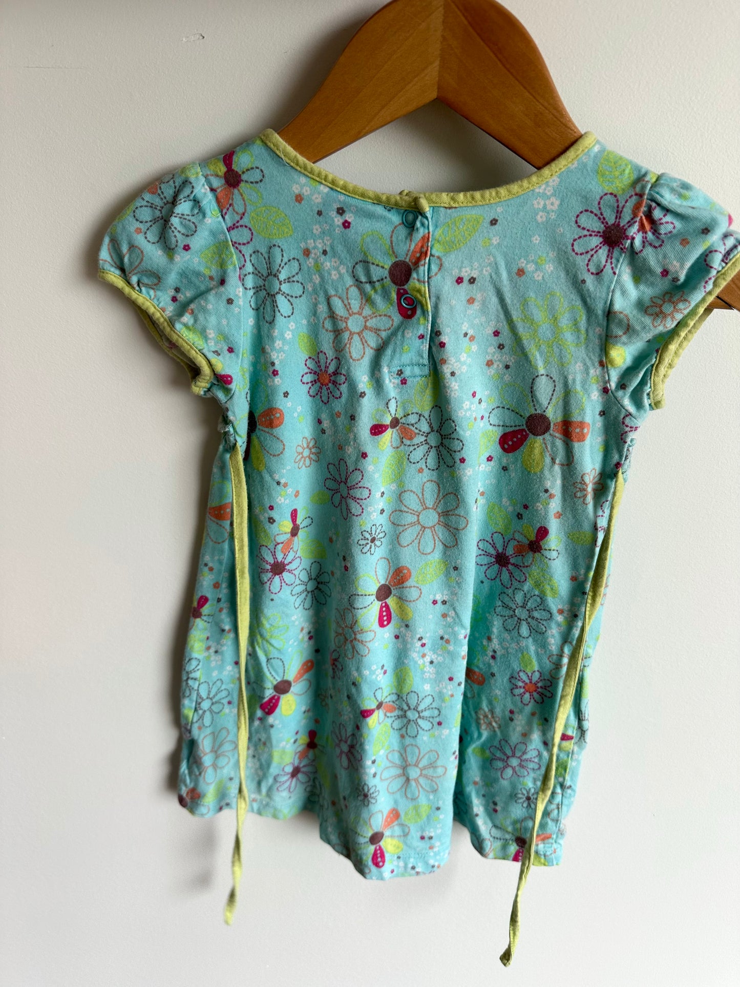 Blue Short Sleeve Floral Dress / 2T