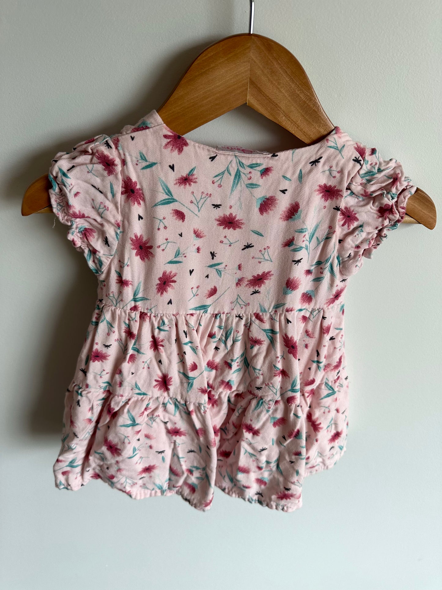 Lined Wrap Pink Floral Dress / 6-9m