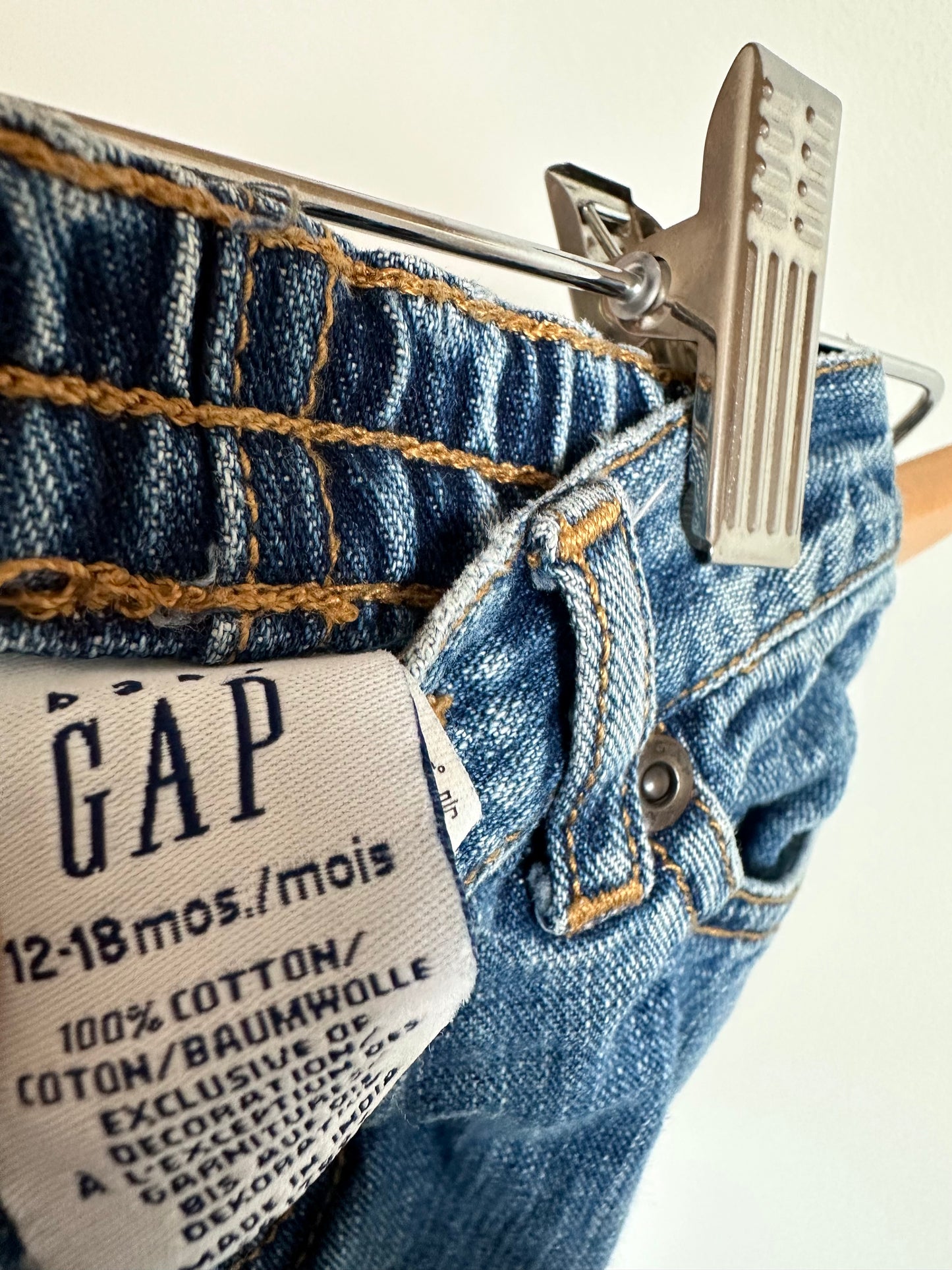 Jean Skirt with Embroidered Flowers / 12-18m