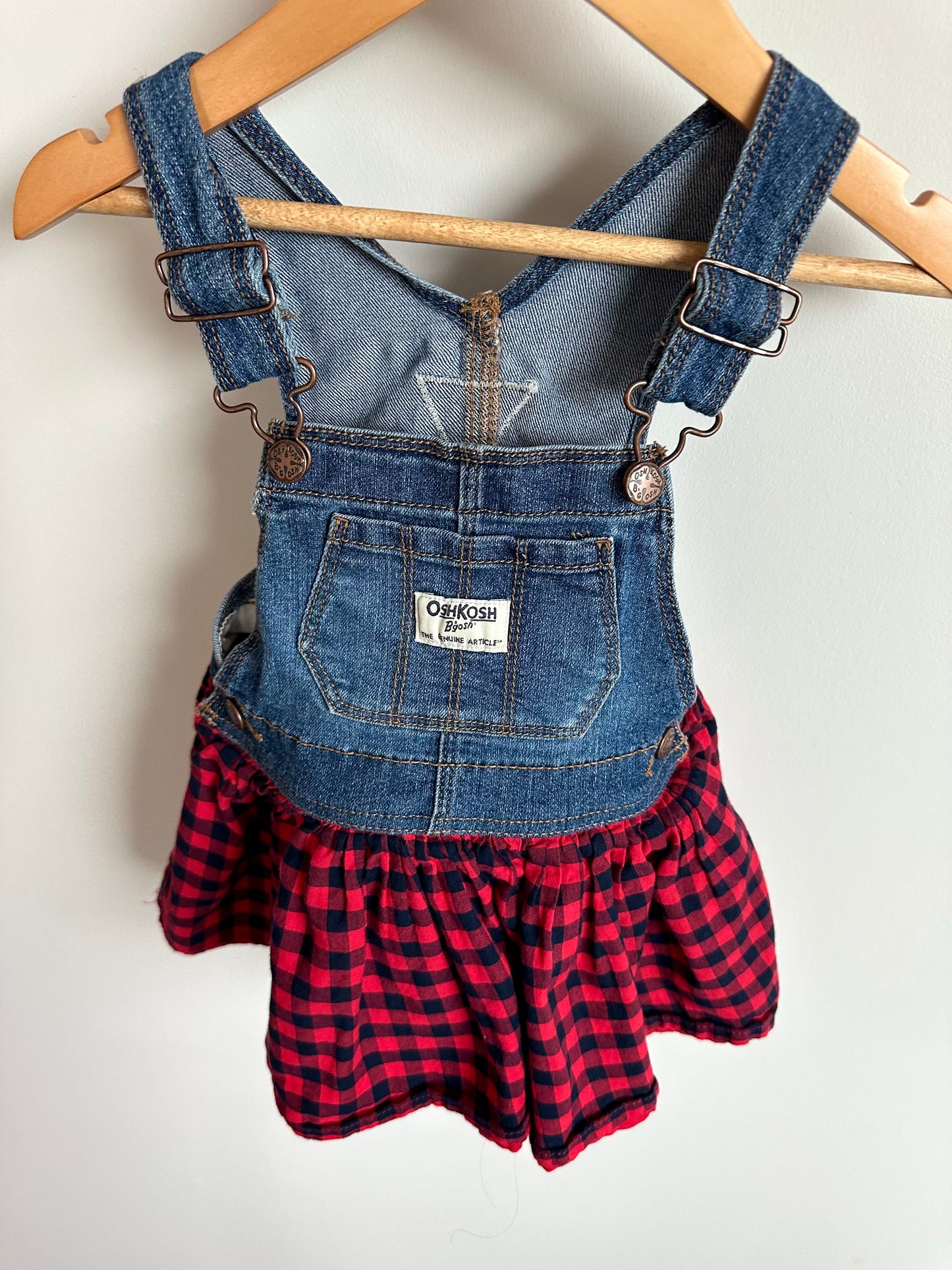 Overall Denim Plaid Dress / 18m