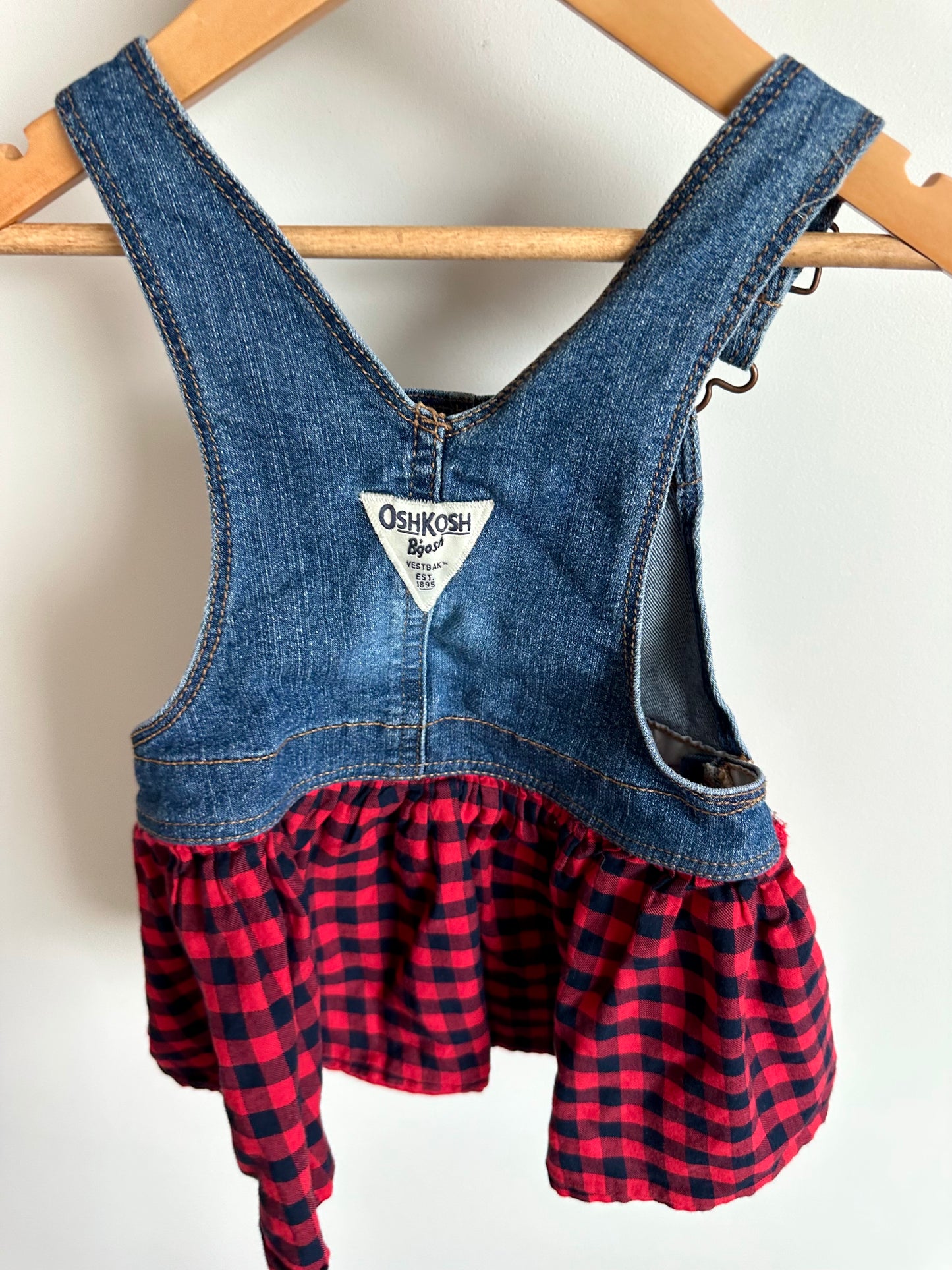 Overall Denim Plaid Dress / 18m