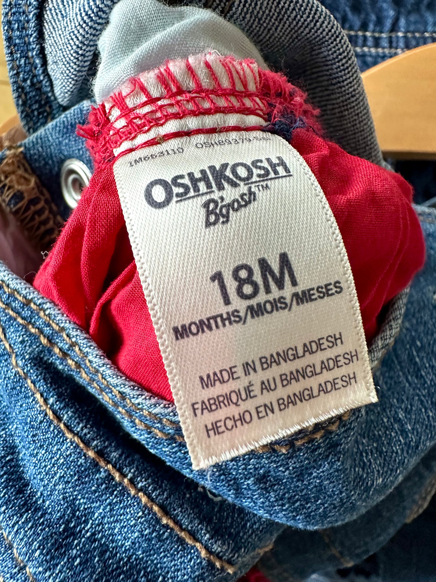 Overall Denim Plaid Dress / 18m