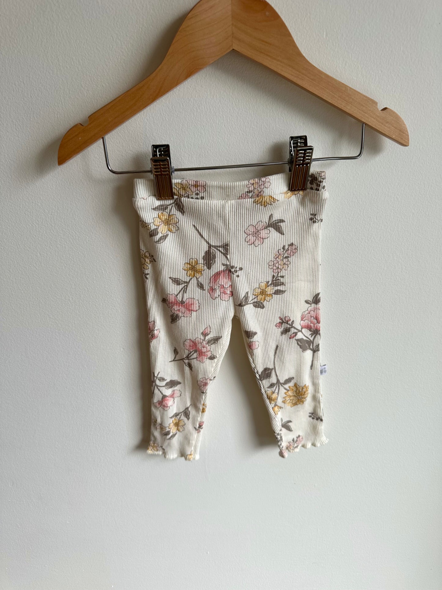 Floral Ribbed Leggings / 6-9m