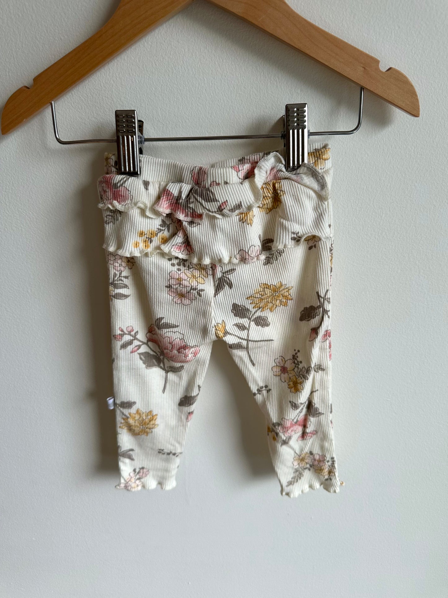Floral Ribbed Leggings / 6-9m