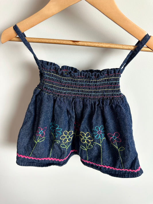 Jean Embroidery Floral Dress / 12m